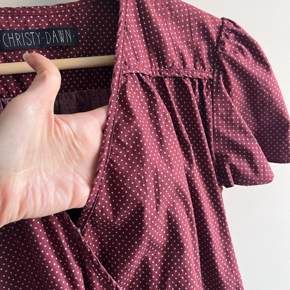 Christy Dawn Burgundy Dot Midi Dress - Picture 3 of 10